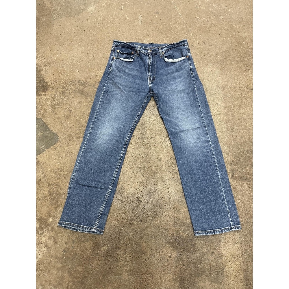 Levis 505 Jeans Mens 34x30 Blue Denim Regular Fit Straight Leg Zip Fly Mid Rise‎